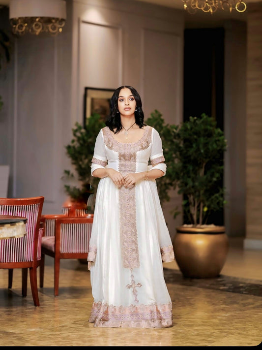 CULTURAL SPLENDOR HABESHA KEMIS WITH DISTINCT ELEMENTS SHAPING A UNIQUE HABESHA DRESS 