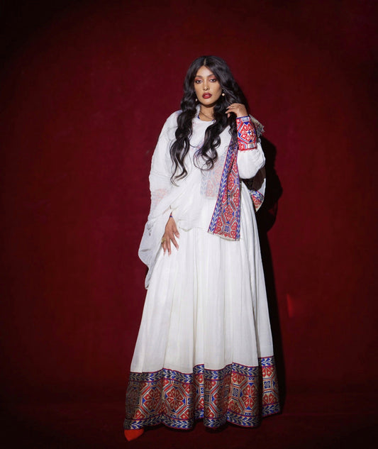 HABESHA DRESS INSPIRED TRADITIONAL ETHIOPIAN DRESS WITH CLASSIC CULTURAL ELEGANCE