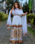 GOLDEN HABESHA WEDDING DRESS FOR LUXURY ETHIOPIAN TRADITIONAL DRESS CEREMONIES