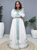 Mint Green & Soft Pink Tibeb Handmade Habesha Kemis | Ethiopian Dress Hab262