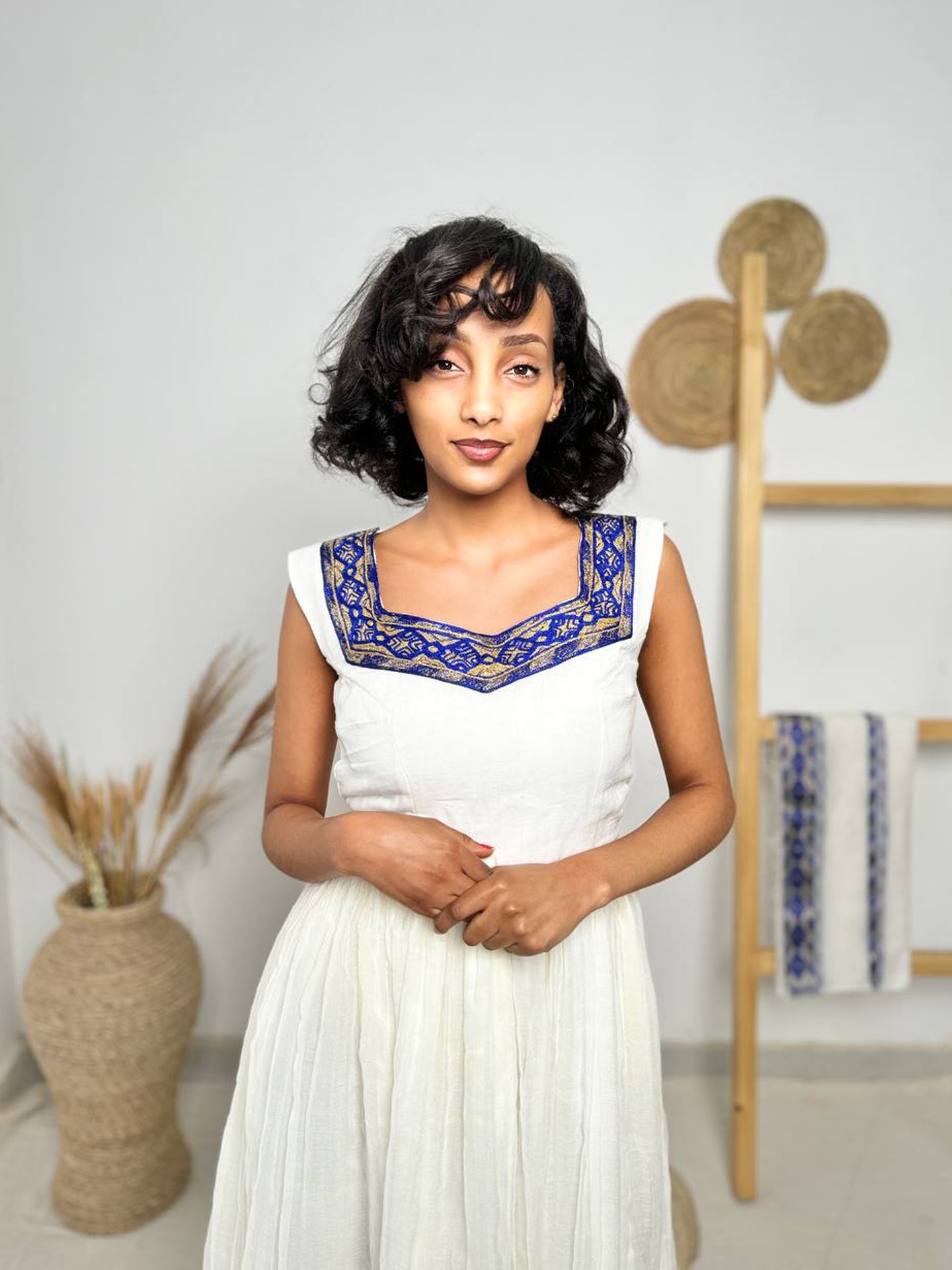 Royal Blue Horizon Habesha Dress | Classic Ethiopian Kemis Hab249