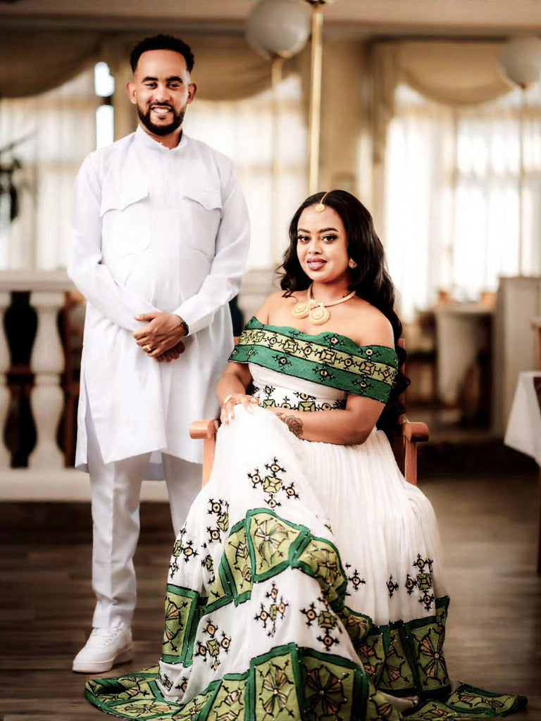 AZMERA ETHIOPIAN CLOTHING | ROYAL COUPLE SET | TRADITIONAL MATCHING WEAR
