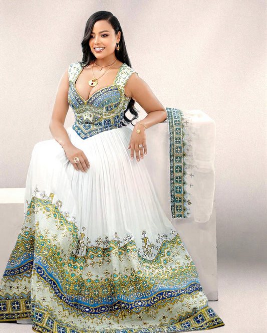 PREMIUM CULTURAL BRIDAL GOWN WITH ARTISAN EMBROIDERY