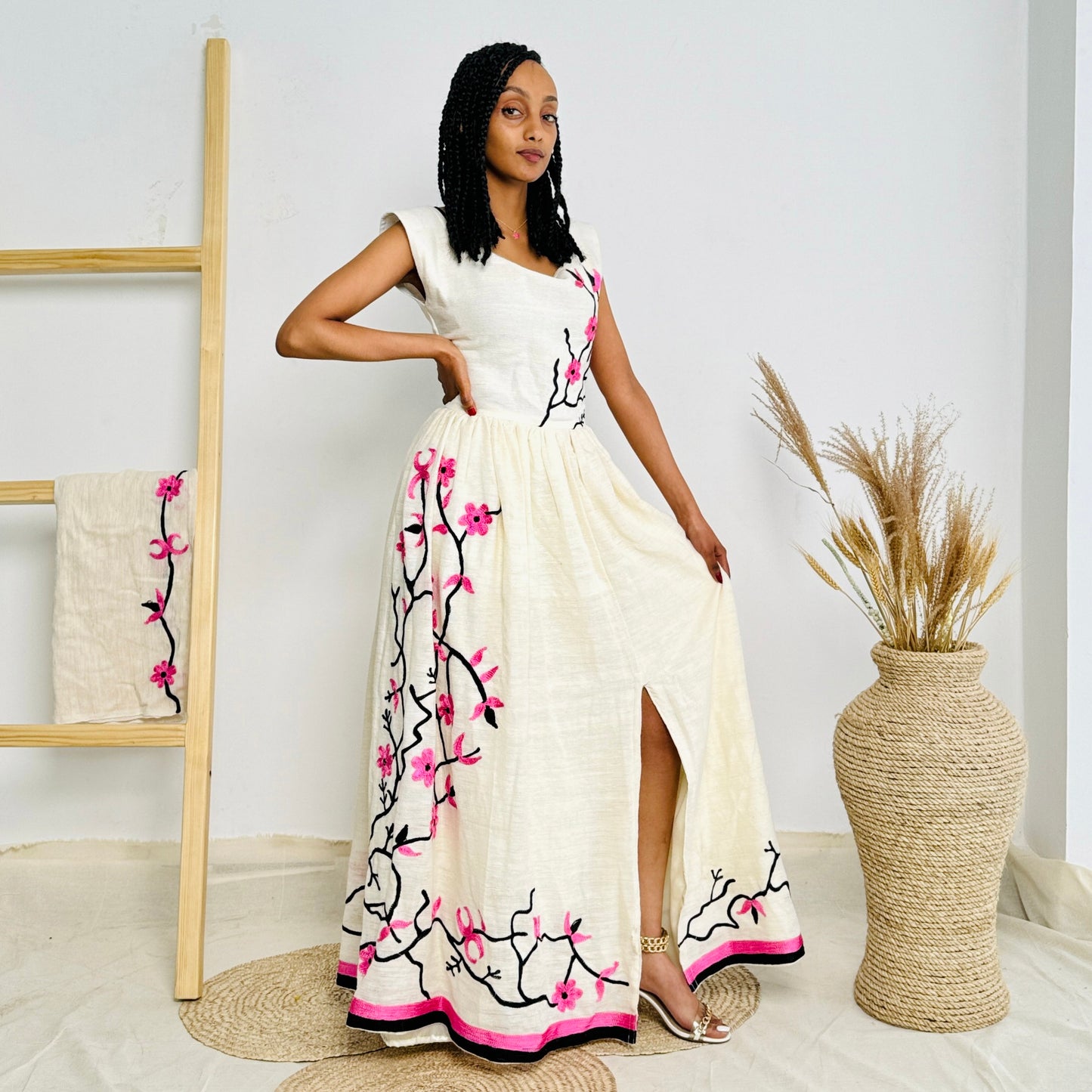 Habesha Dress | Pink-Toned Elegance | Special Occasions | Intricate Embroidery | Ethiopian Dress Hab94