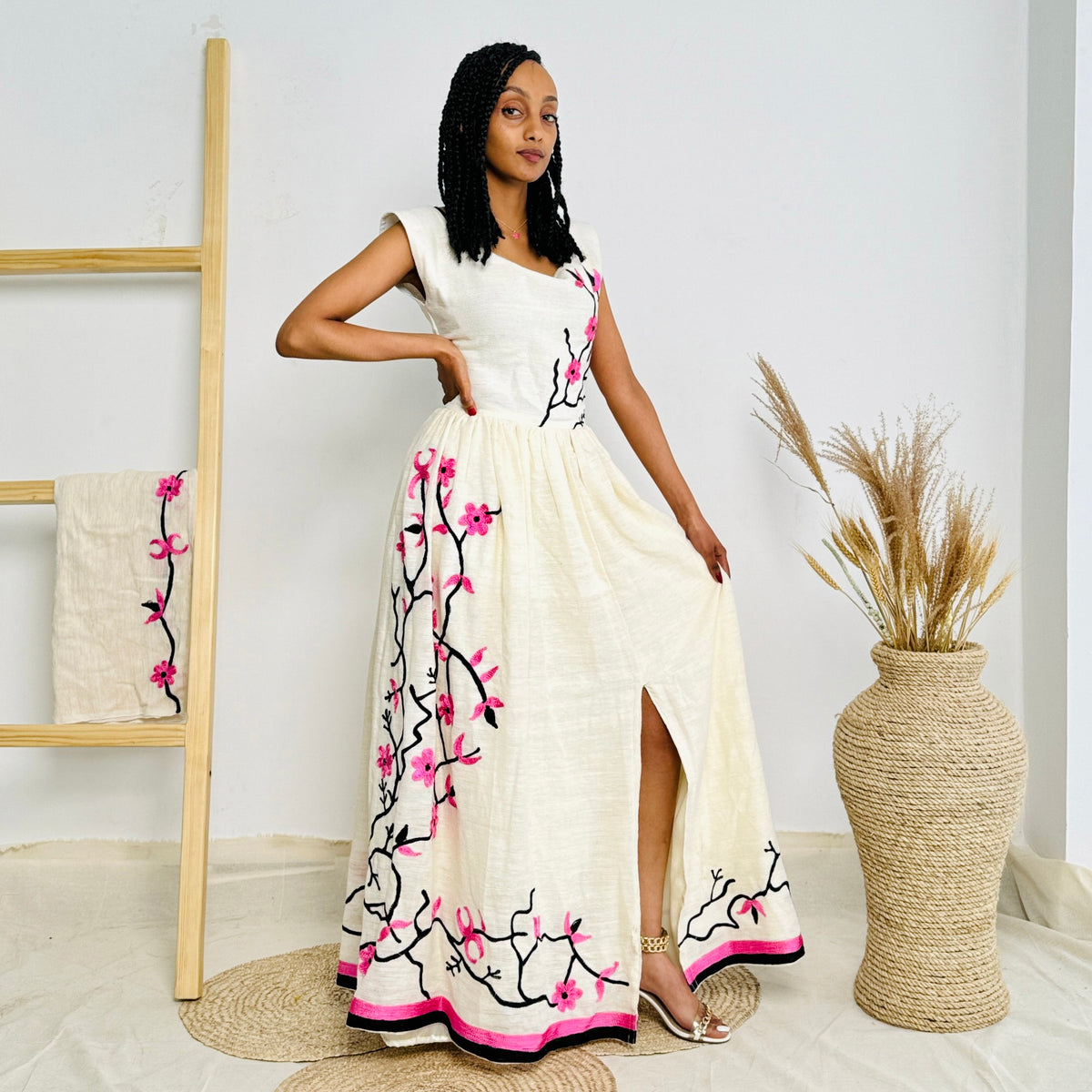 Habesha Dress | Pink-Toned Elegance | Special Occasions | Intricate Embroidery | Ethiopian Dress Hab94