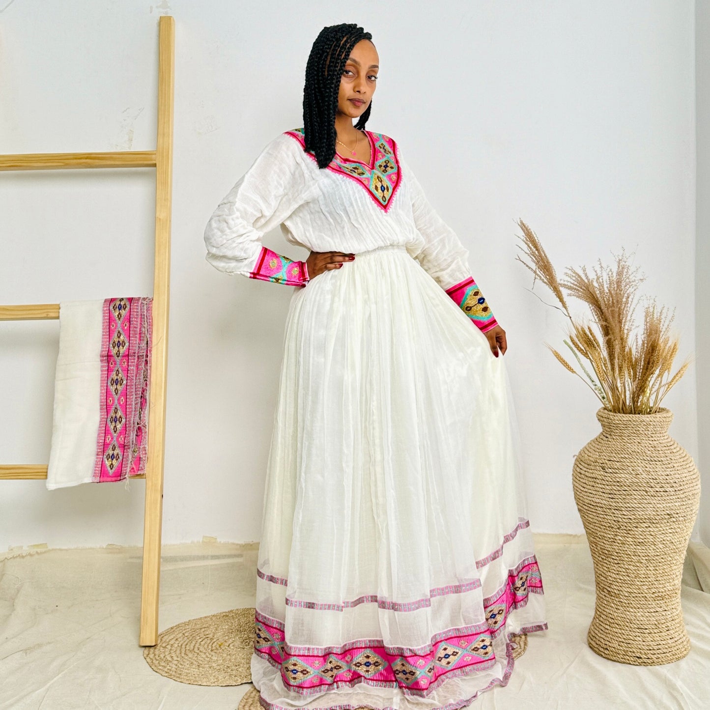 Ethiopian Dress | Soft Pink Elegance | Special Occasions | Minimalist Handcrafted Design | Habesha Dress Hab99