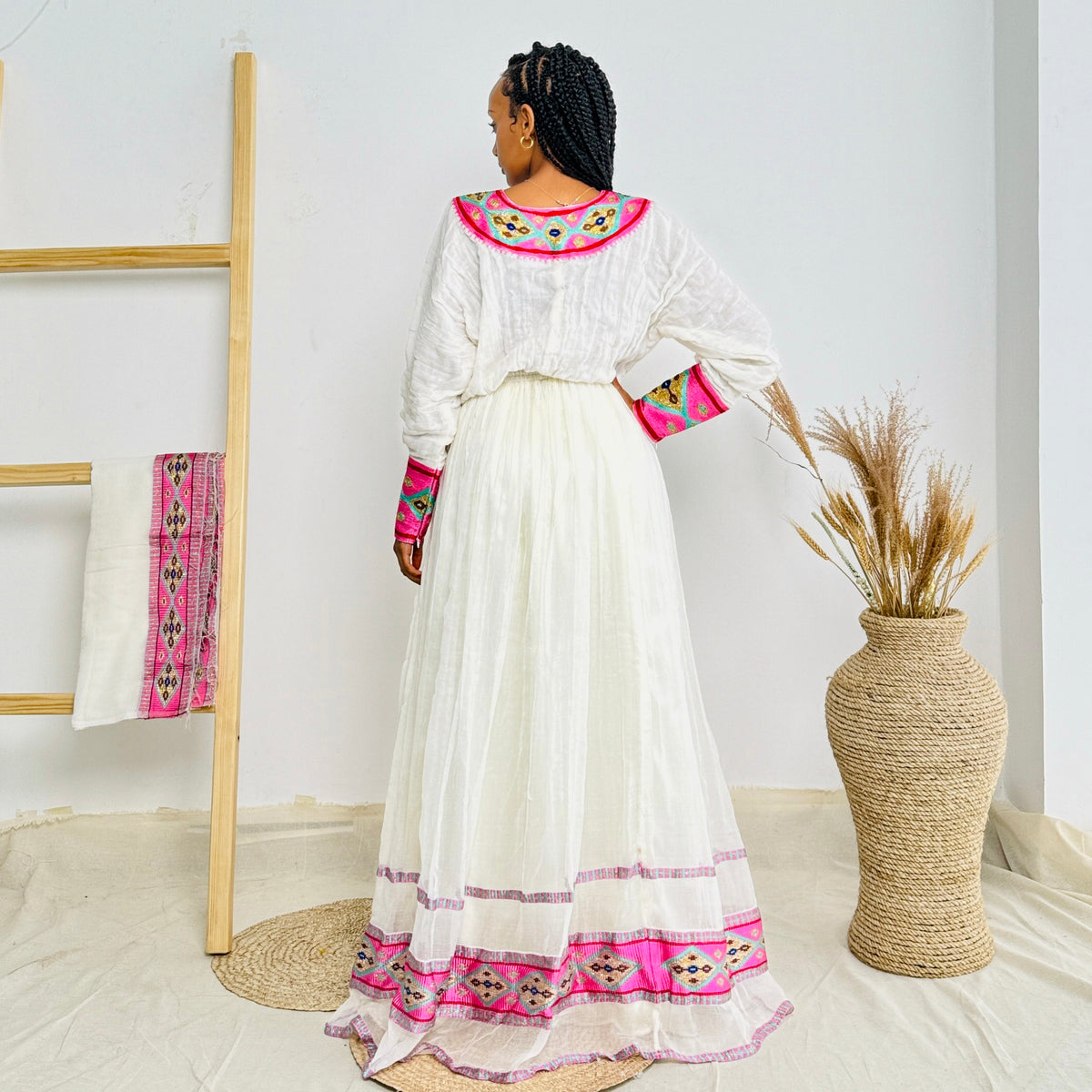 Ethiopian Dress | Soft Pink Elegance | Special Occasions | Minimalist Handcrafted Design | Habesha Dress Hab99