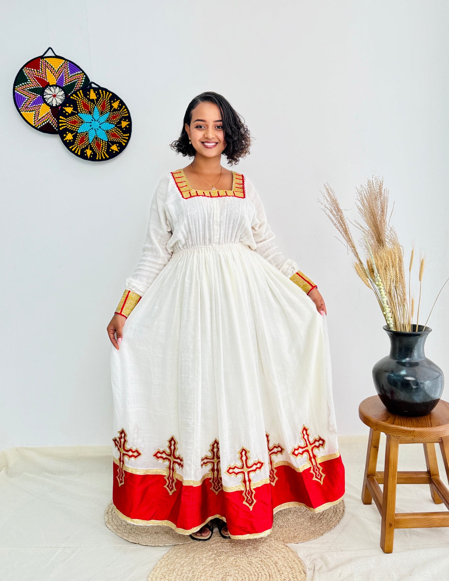 Ethiopian Dress | Intricate Embroidery Dress | Cultural Events Dress |  Red Habesha Dress | Habesha Dress Hab110