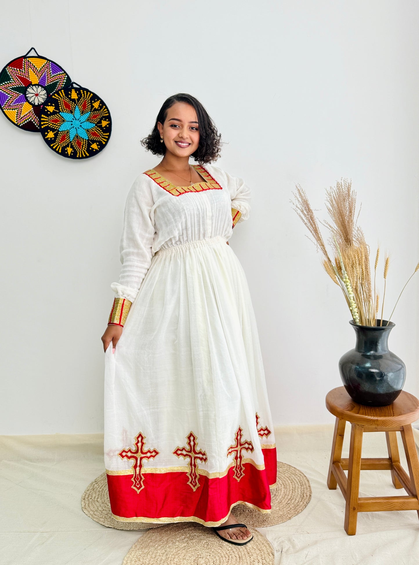 Ethiopian Dress | Intricate Embroidery Dress | Cultural Events Dress |  Red Habesha Dress | Habesha Dress Hab110