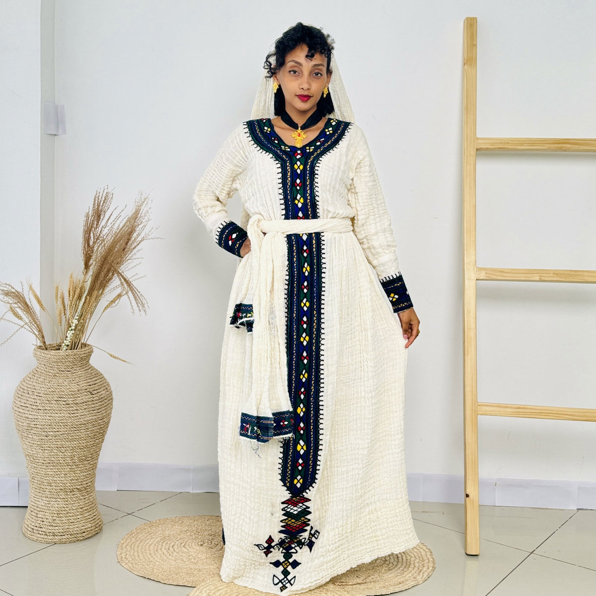 Black Habesha Dress Stunning Pattern Ethiopian Dress Hab37