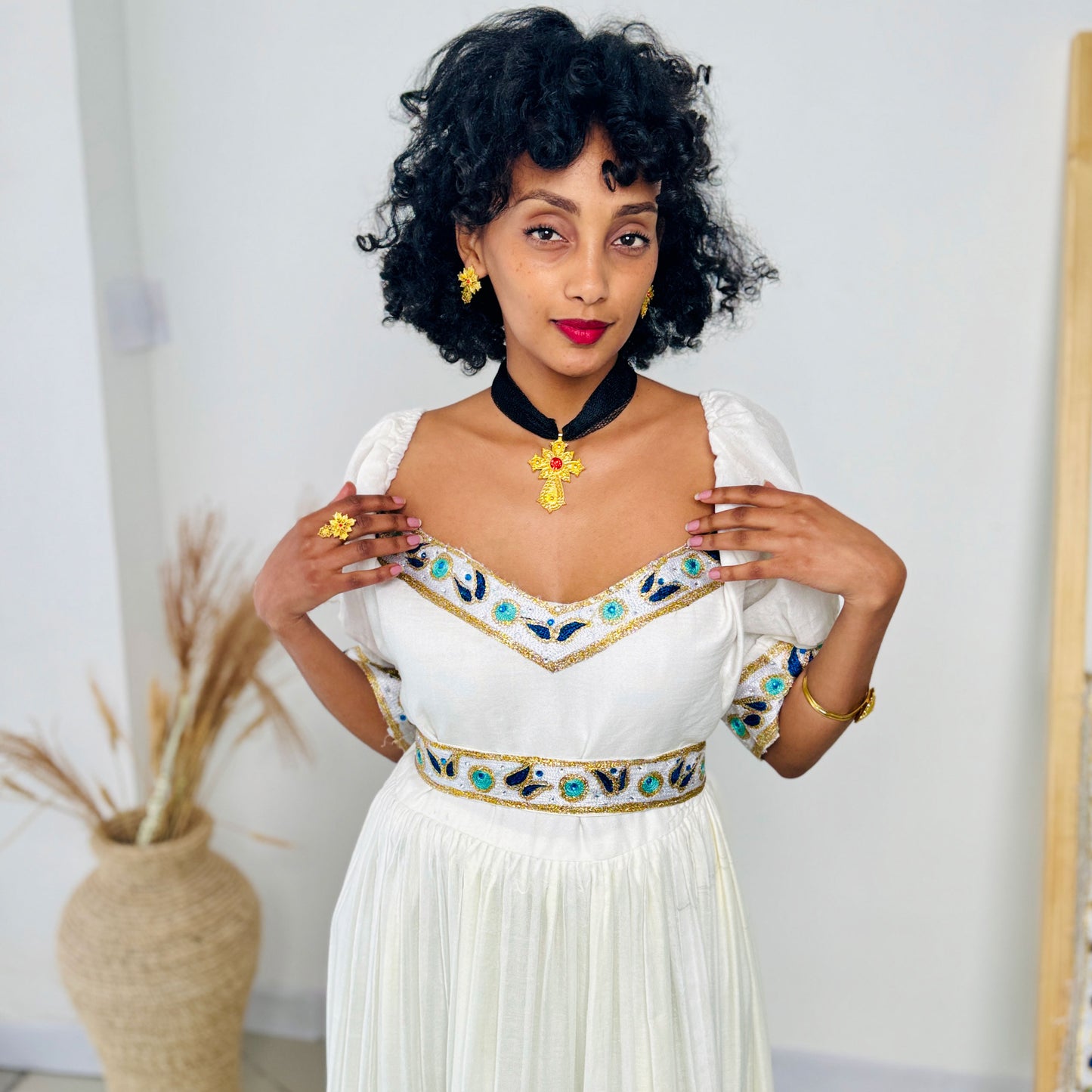 Vibrant Ethiopian Dress Chic Habesha Dress Hab39
