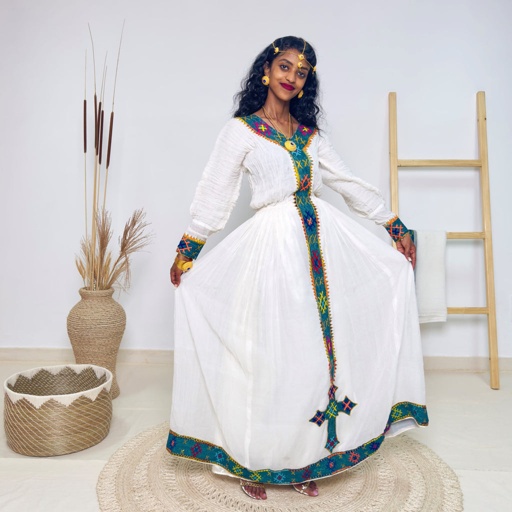 Rooted in Culture | Habesha Kemis Dress | Colorful Tibeb & Timeless Elegance Hab158