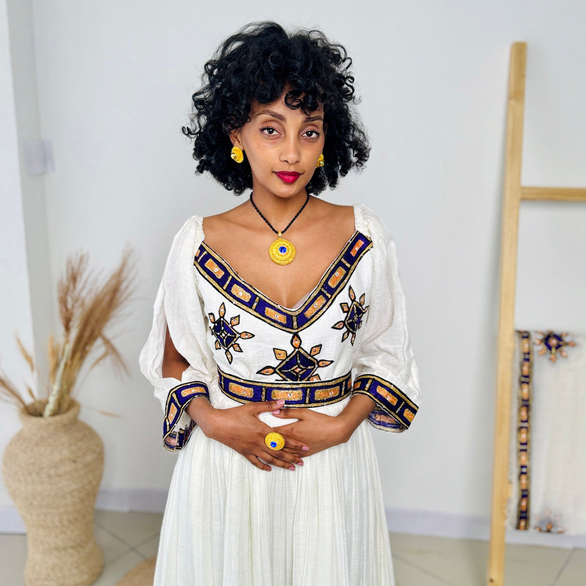 Habesha Dress | Elegant Blue Design | Special Occasions | Intricate Embroidery | Ethiopian Dress Hab96