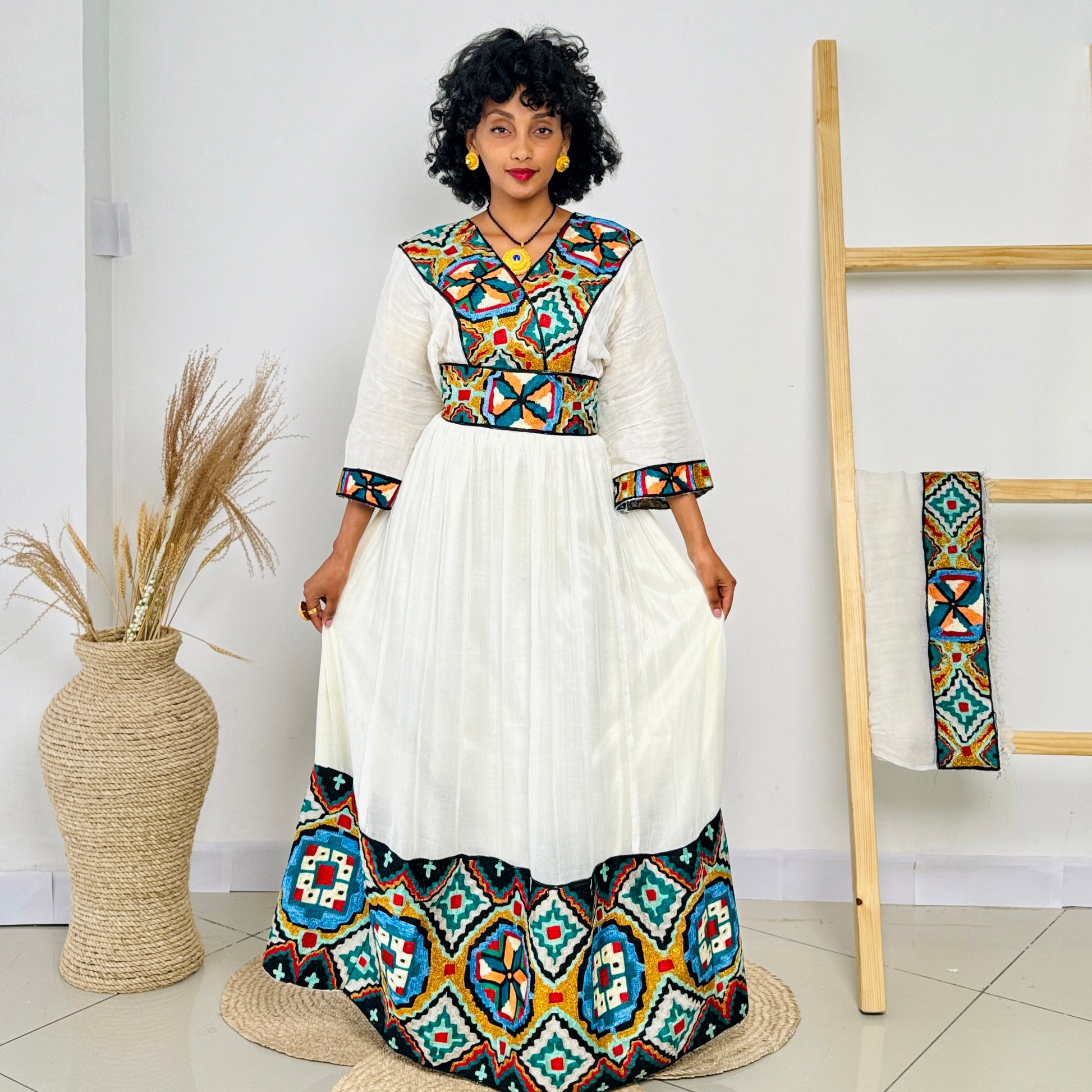 Ethiopian Dress | Multicolor Design | Cultural Elegance