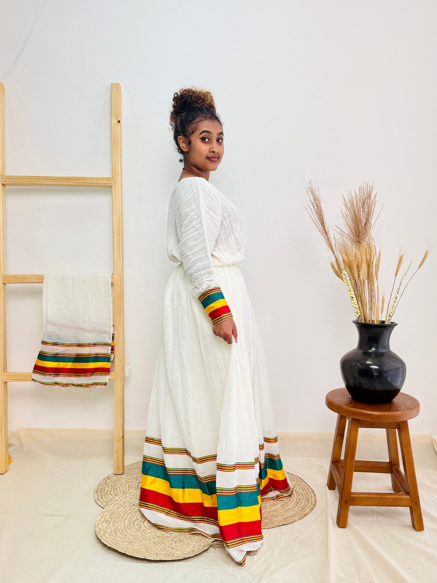 Habesha Dress | Ethiopian Flag-Inspired Design | Cultural Celebrations | Intricate Embroidery|  Ethiopian Dress Hab95