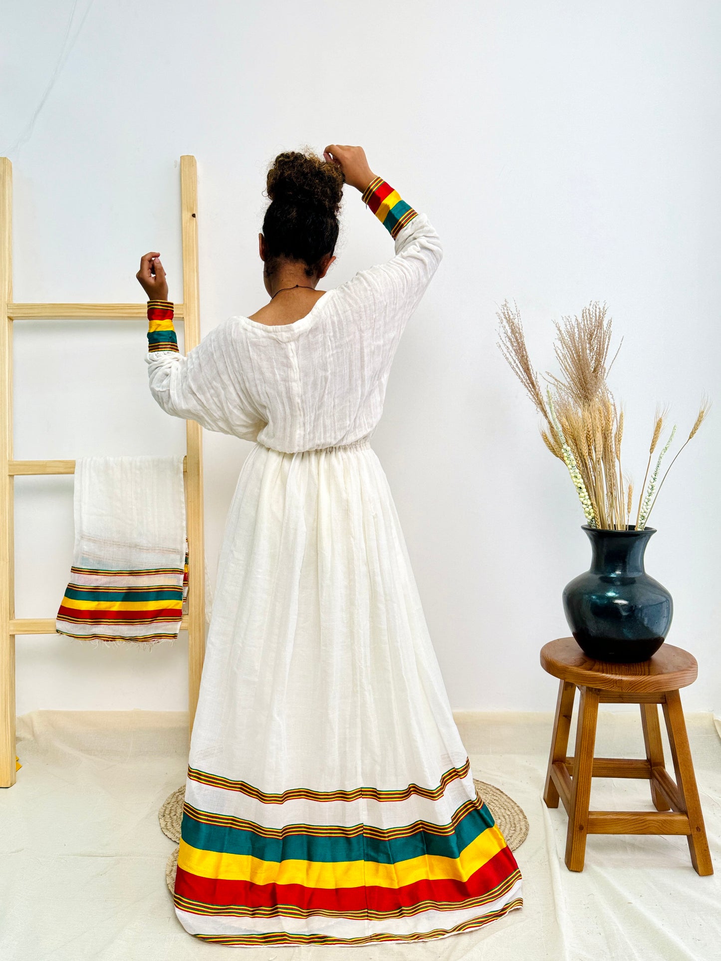Habesha Dress | Ethiopian Flag-Inspired Design | Cultural Celebrations | Intricate Embroidery|  Ethiopian Dress Hab95