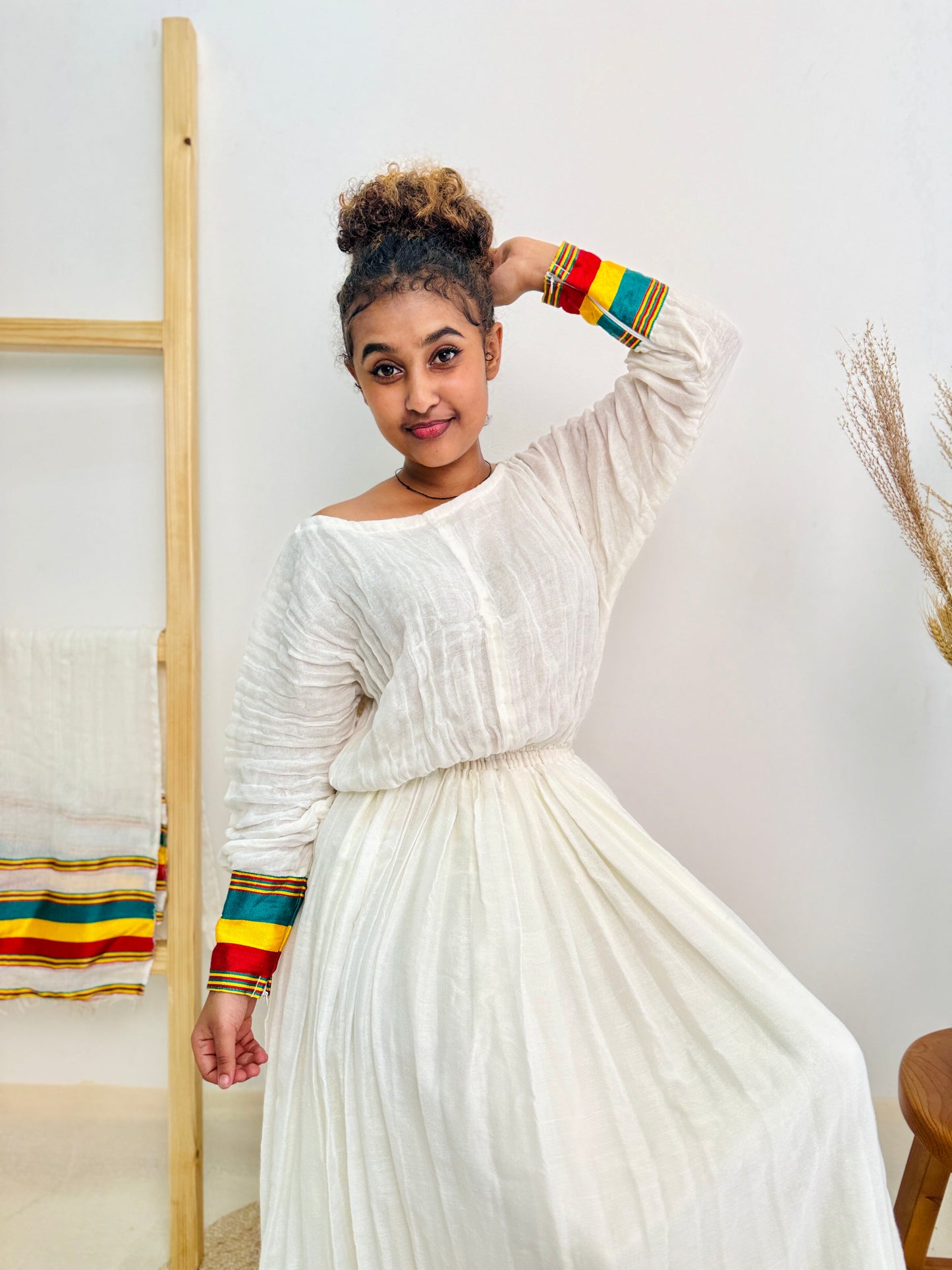 Habesha Dress | Ethiopian Flag-Inspired Design | Cultural Celebrations | Intricate Embroidery|  Ethiopian Dress Hab95