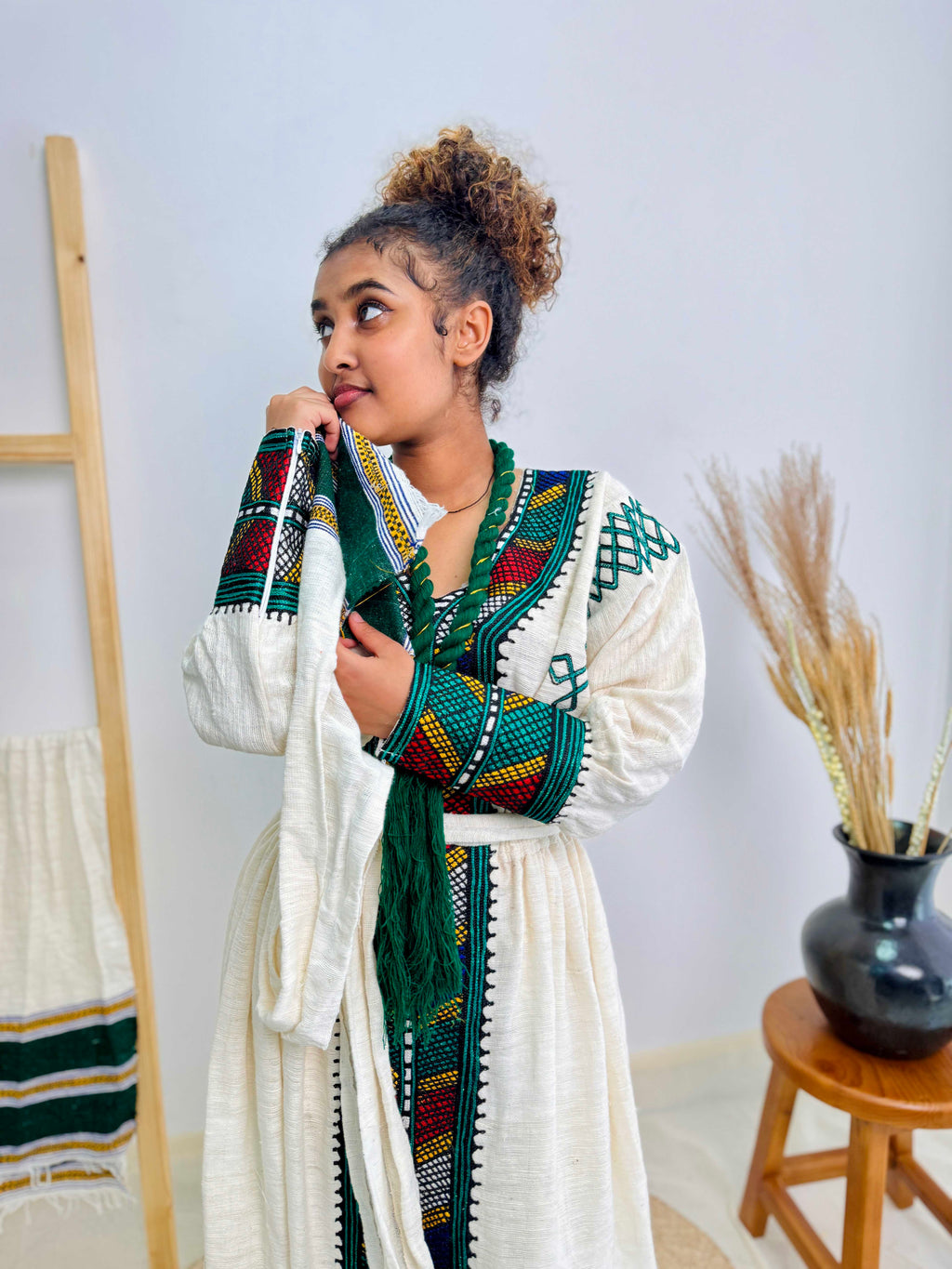 Habesha Dress | Timeless Green Design | Handcrafted Tradition | Ethiopian Cultural Dress Hab104