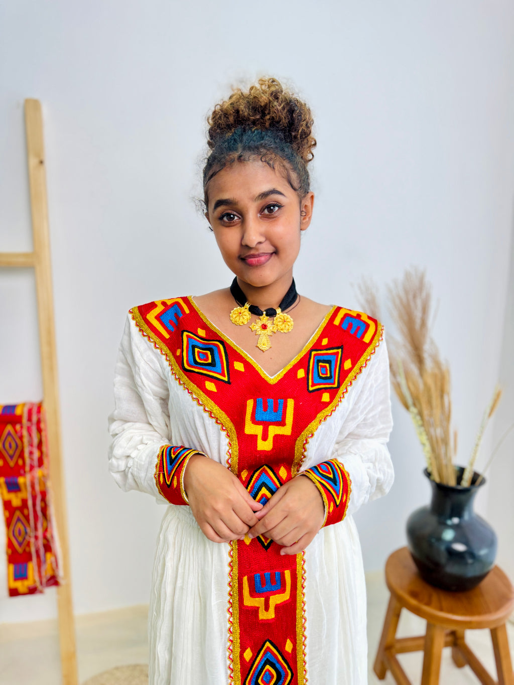 Red Habesha Dress Simple Design Habesha Kemis Hab06