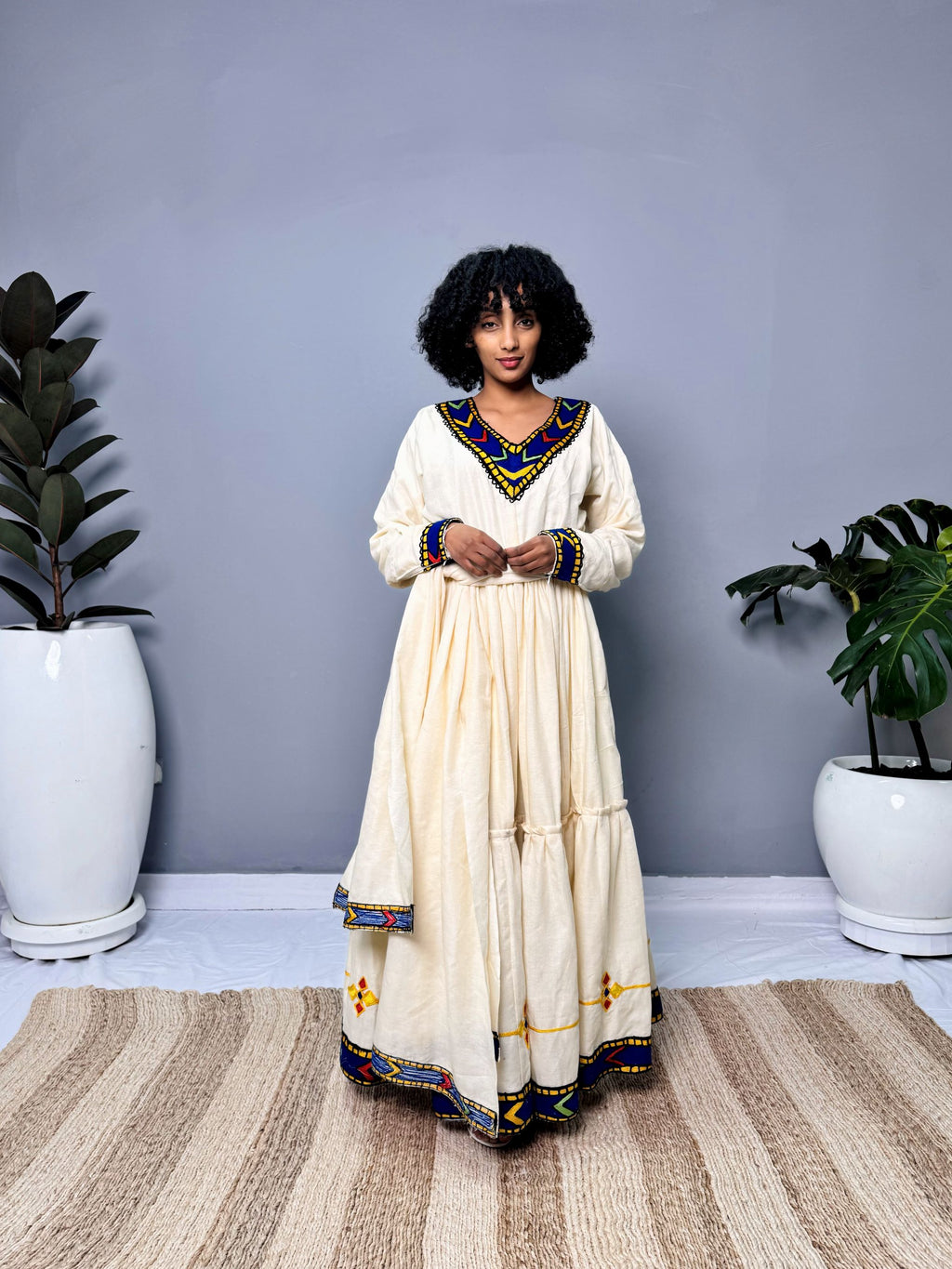 Asheda Dress | Elegant Embroidery & Flowing Silhouette | Cultural Celebrations & Special Occasions | Handmade Ethiopian Craftsmanship Hab118