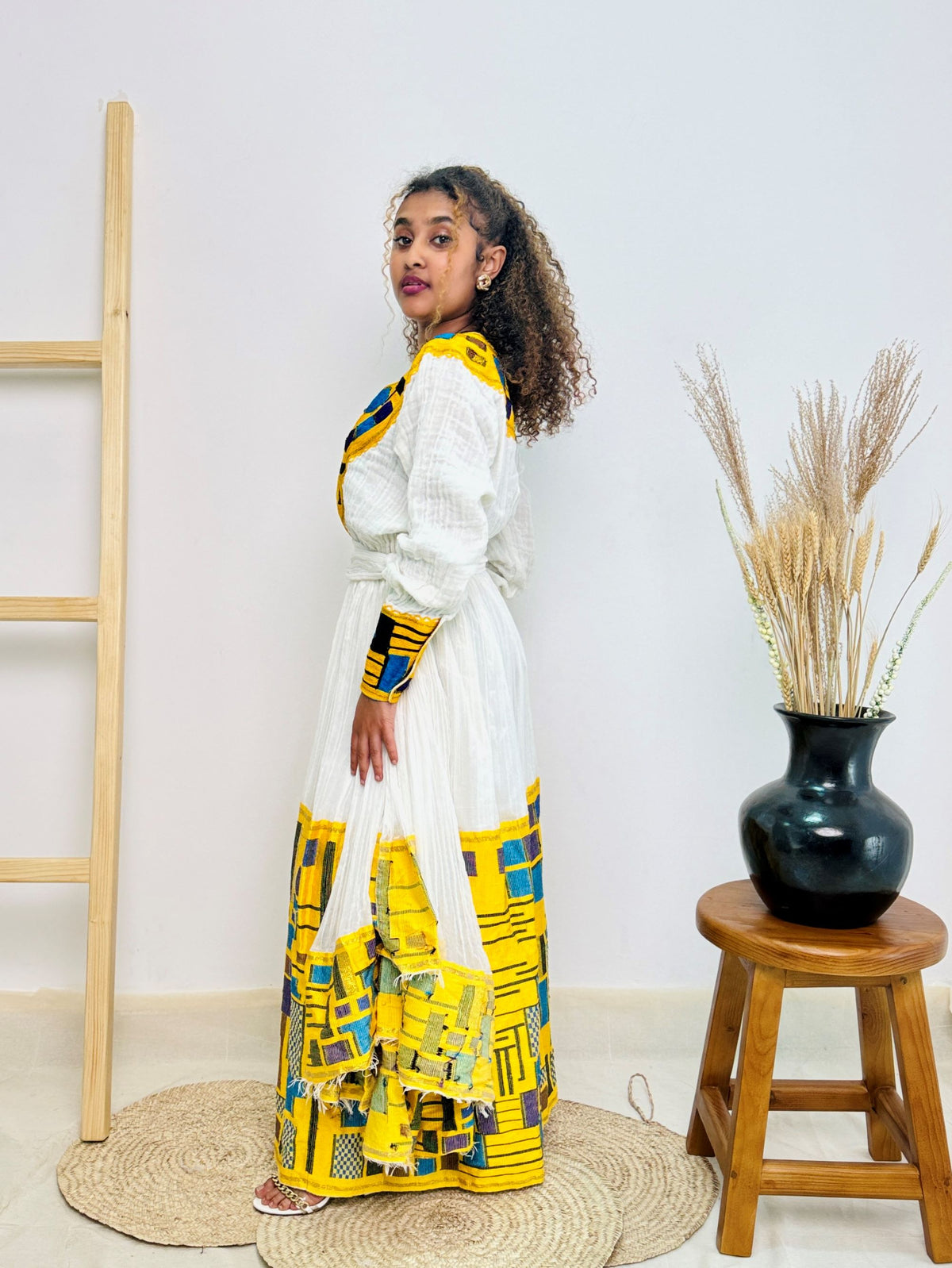 Bold, Bright & Unapologetically Ethiopian | Habesha Kemis Dress | Handwoven Masterpiece with Vibrant Yellow Tibeb Hab157