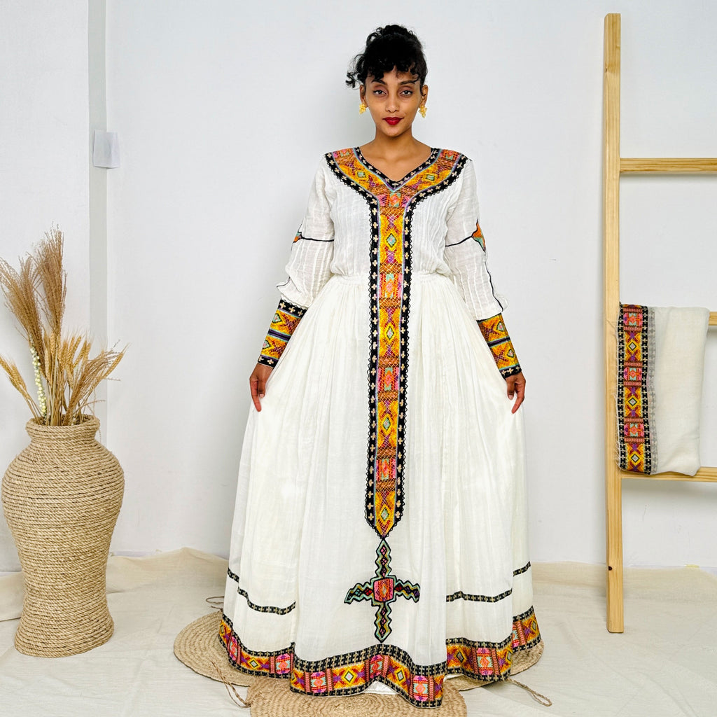 Colorful Habesha Dress Intricate Patterns Ethiopian Dress Hab30