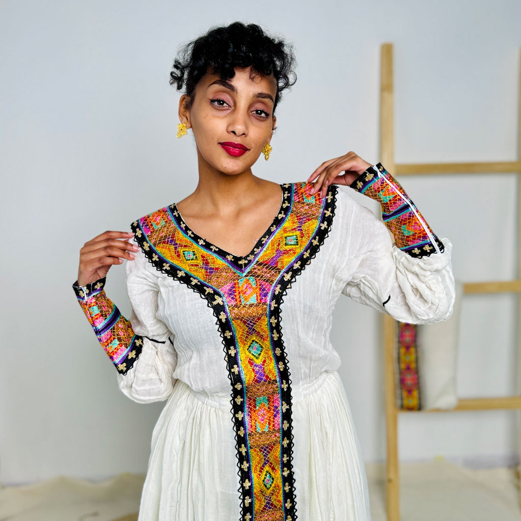 Colorful Habesha Dress Intricate Patterns Ethiopian Dress Hab30
