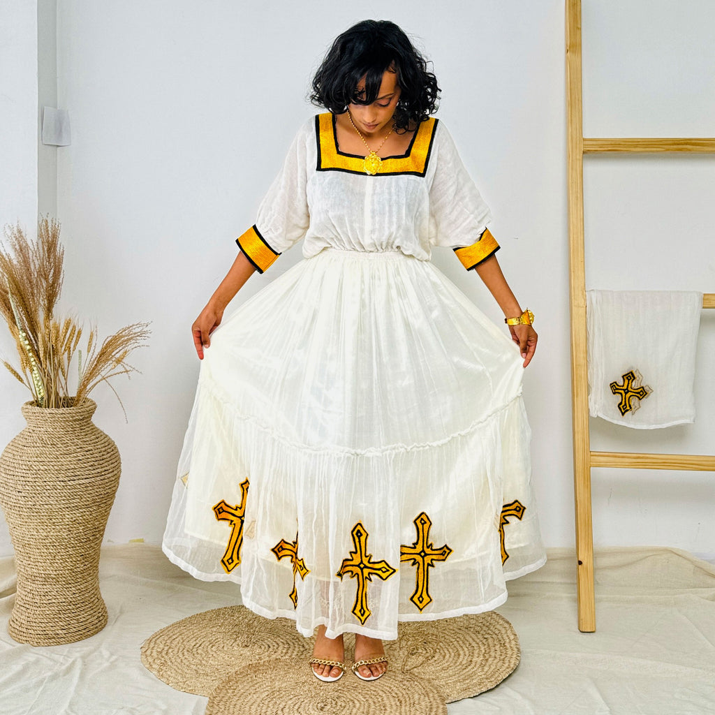 Simple Yellow Habesha Dress Everyday Wear Habesha Kemis Hab42