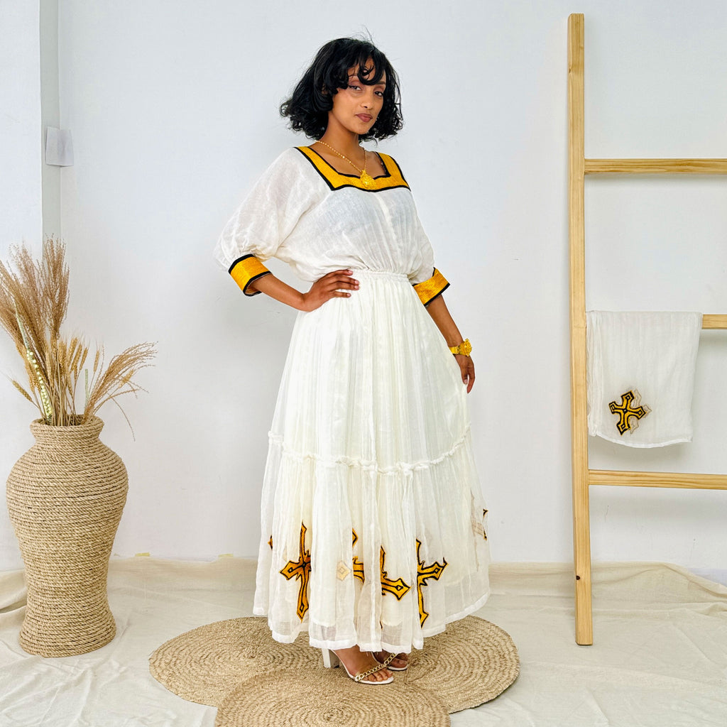 Simple Yellow Habesha Dress Everyday Wear Habesha Kemis Hab42