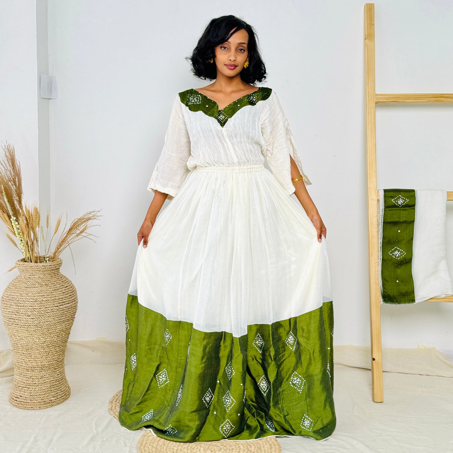 Habesha Dress | Elegant Simplicity | Cultural Celebrations | Handcrafted Design | Ethiopian Dress Hab100