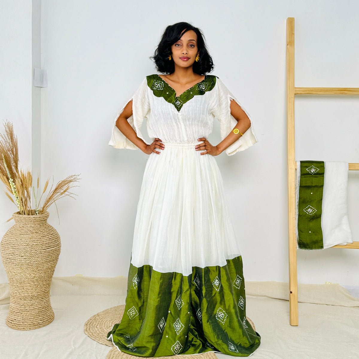 Habesha Dress | Elegant Simplicity | Cultural Celebrations | Handcrafted Design | Ethiopian Dress Hab100