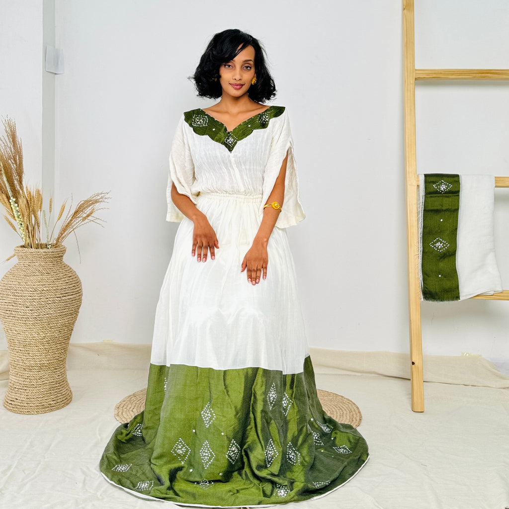 Habesha Dress | Elegant Simplicity | Cultural Celebrations | Handcrafted Design | Ethiopian Dress Hab100
