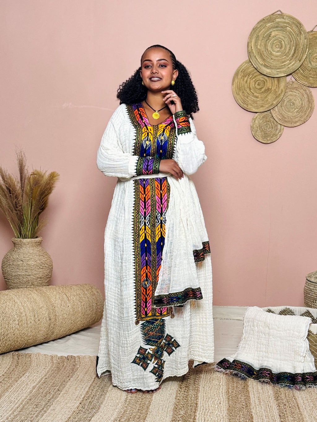 Handmade Ethiopian Dress | Habesha Kemis | Traditional Eritrean Attire | Handwoven Cotton Dress | African Cultural Wear Hab154