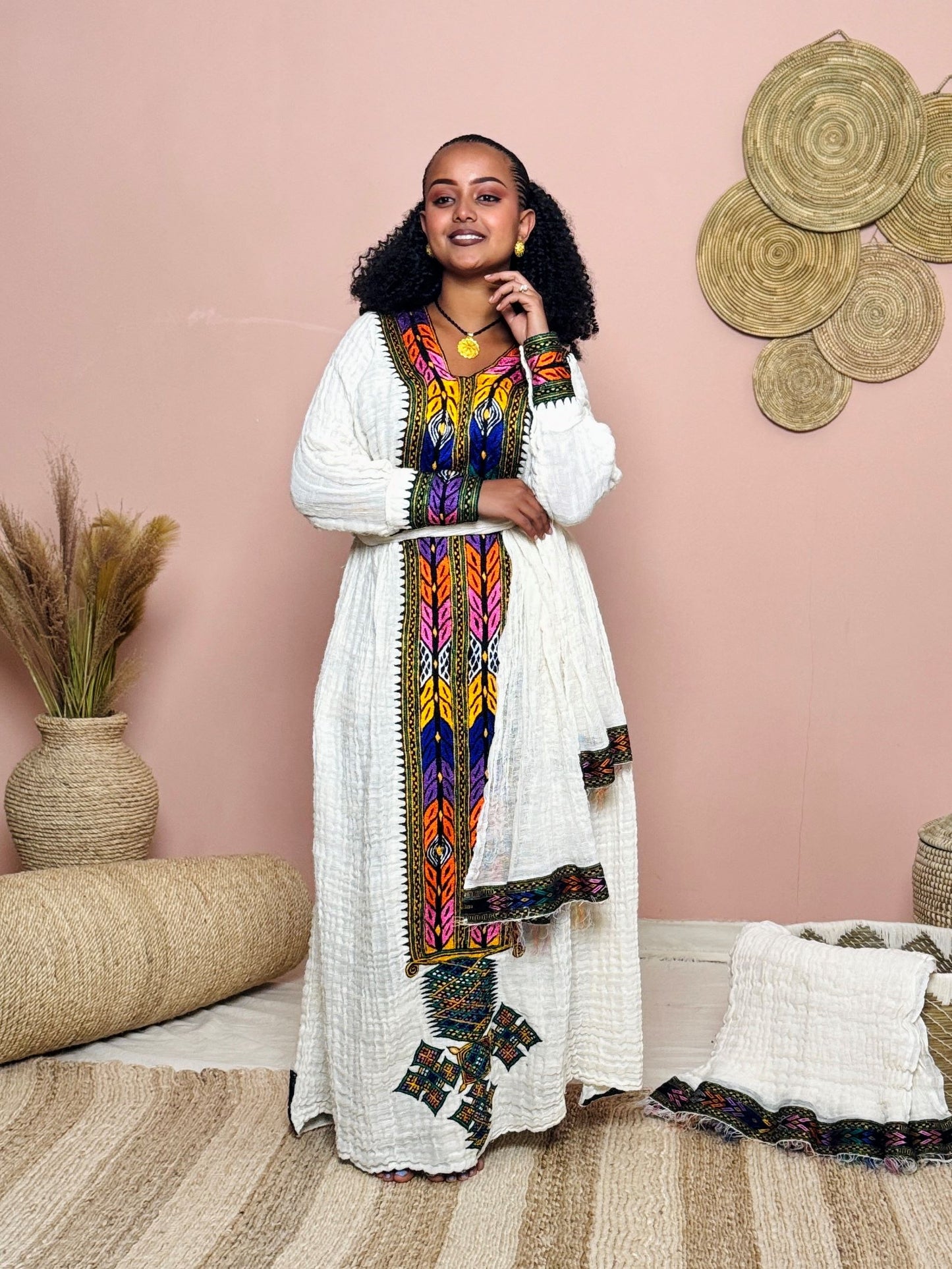 Handmade Ethiopian Dress | Habesha Kemis | Traditional Eritrean Attire | Handwoven Cotton Dress | African Cultural Wear Hab154
