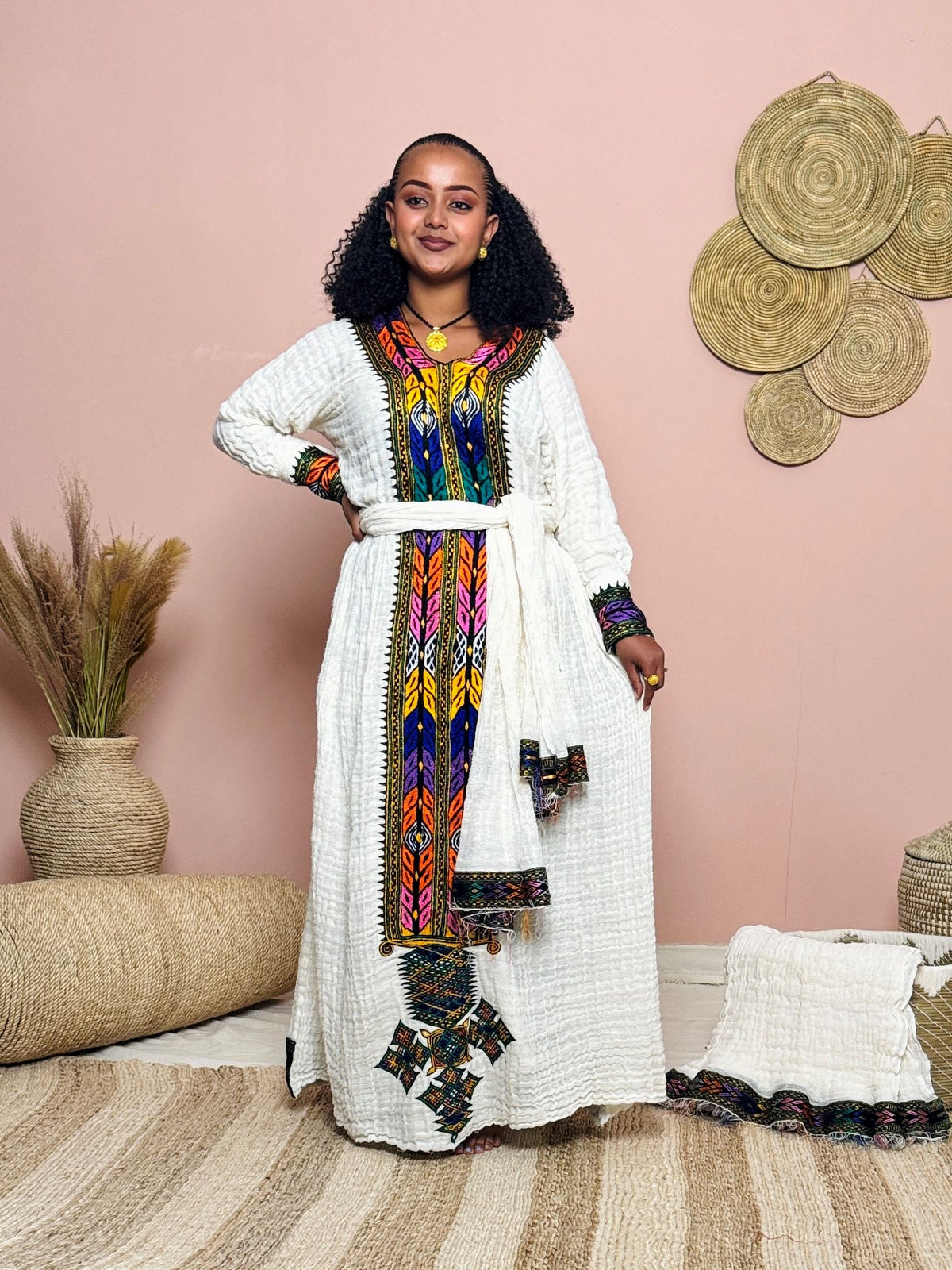 Handmade Ethiopian Dress | Habesha Kemis | Traditional Eritrean Attire | Handwoven Cotton Dress | African Cultural Wear Hab154