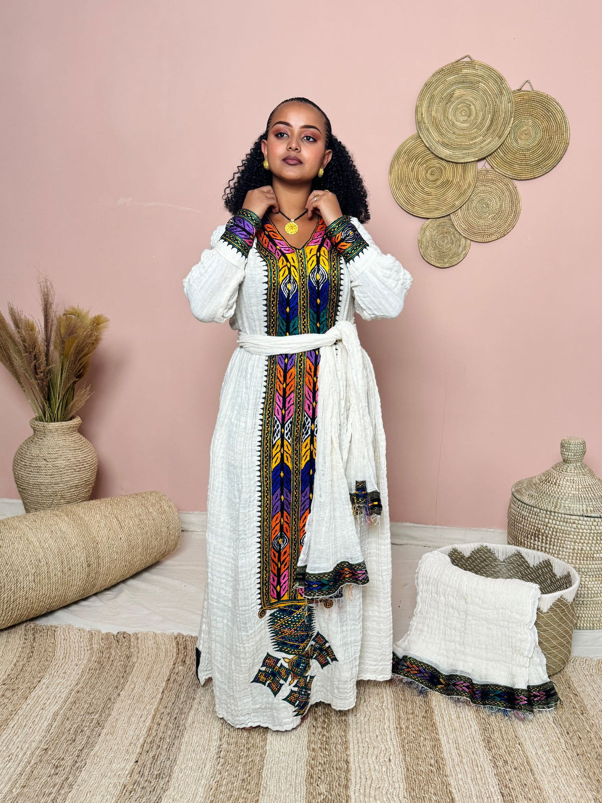 Handmade Ethiopian Dress | Habesha Kemis | Traditional Eritrean Attire | Handwoven Cotton Dress | African Cultural Wear Hab154