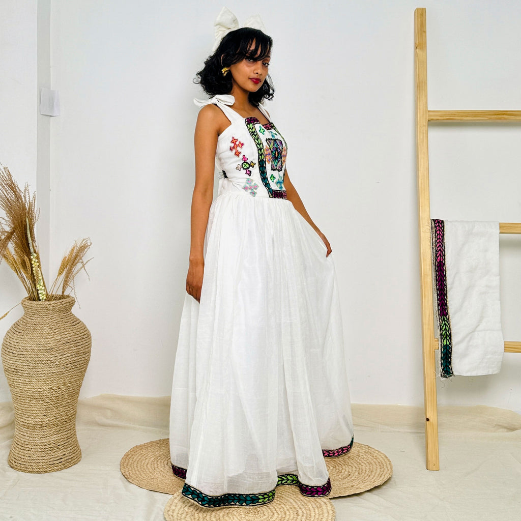 Habesha Dress | Square Neckline Dress |  Special Events Dress | Traditional Ethiopian Kemis Hab62