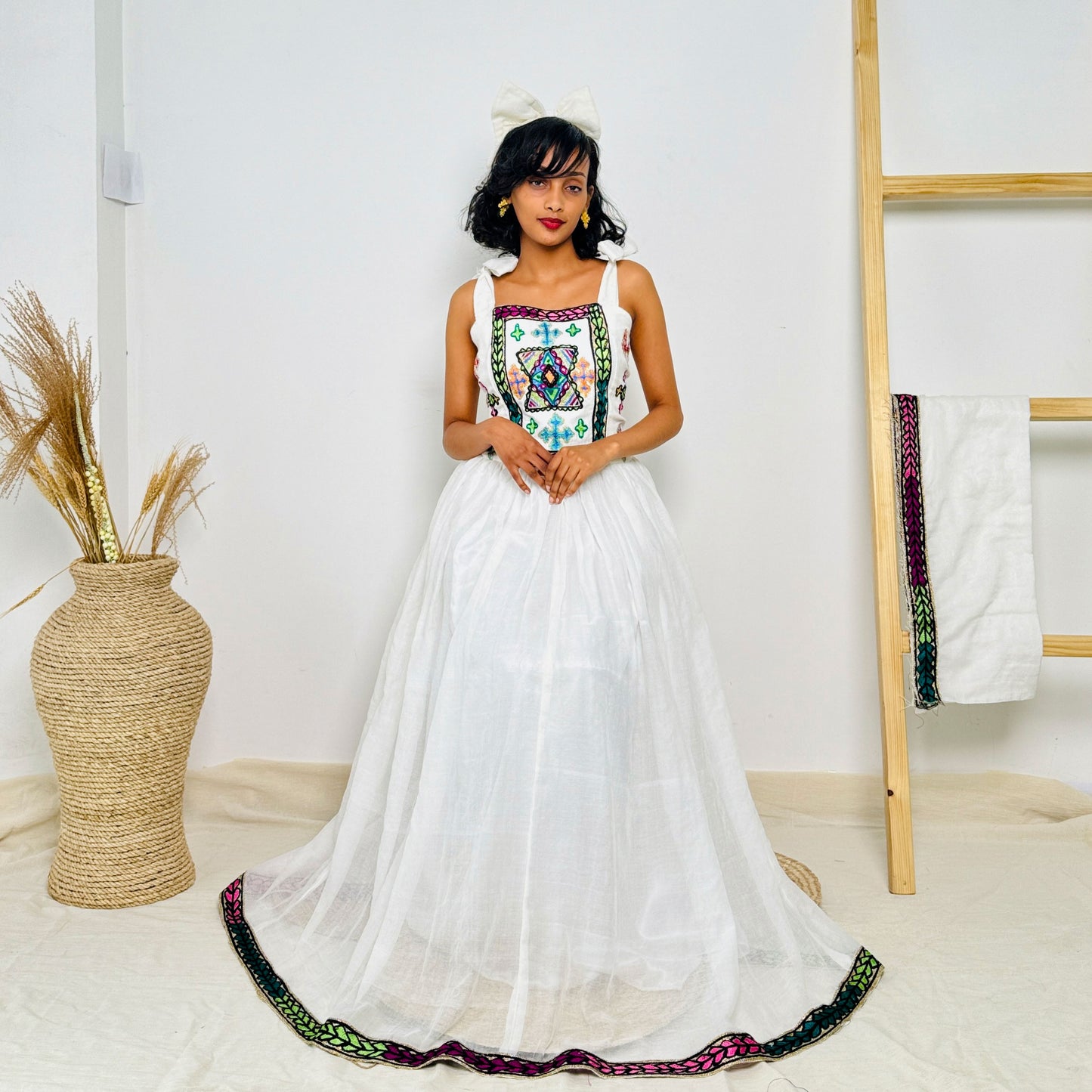 Habesha Dress | Square Neckline Dress |  Special Events Dress | Traditional Ethiopian Kemis Hab62