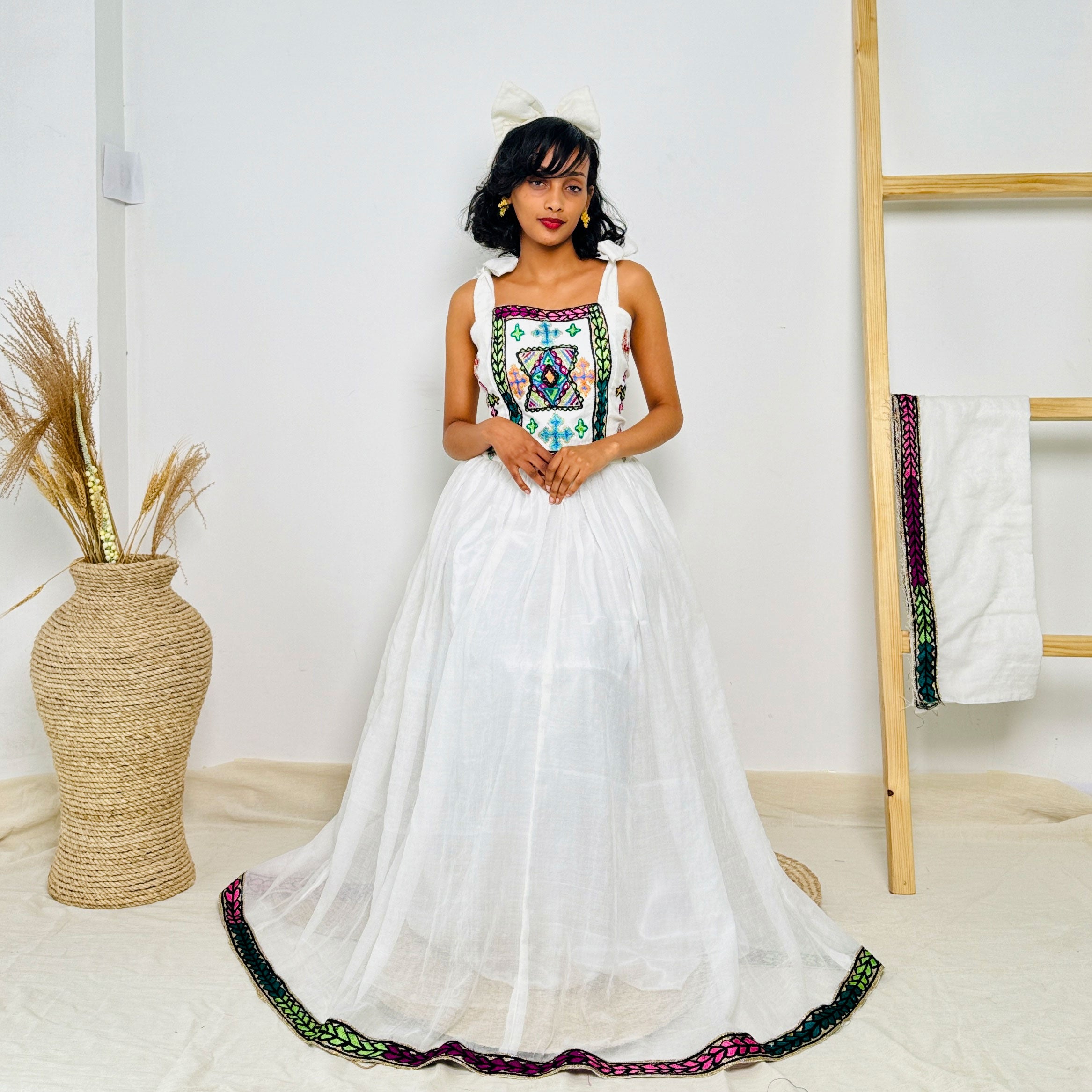 Habesha Dress | Square Neckline Dress |  Special Events Dress | Traditional Ethiopian Kemis Hab62
