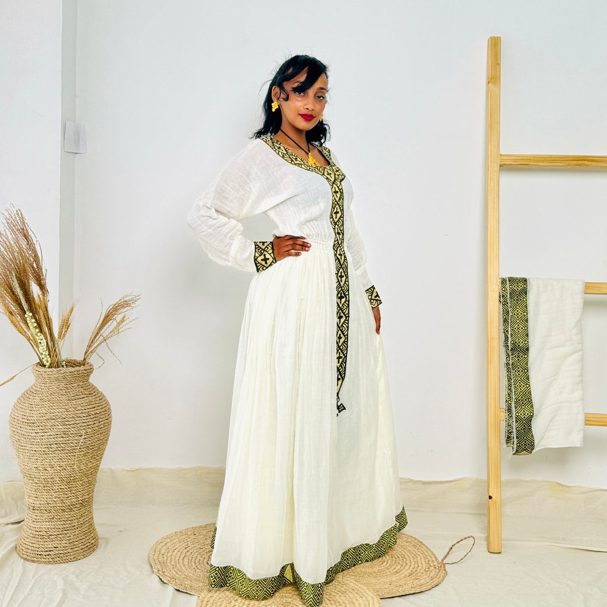 Habesha Dress | Full-Sleeved Elegance | Cultural Celebrations & Special Occasions | Handcrafted Detailing | Ethiopian Dress | Hab128