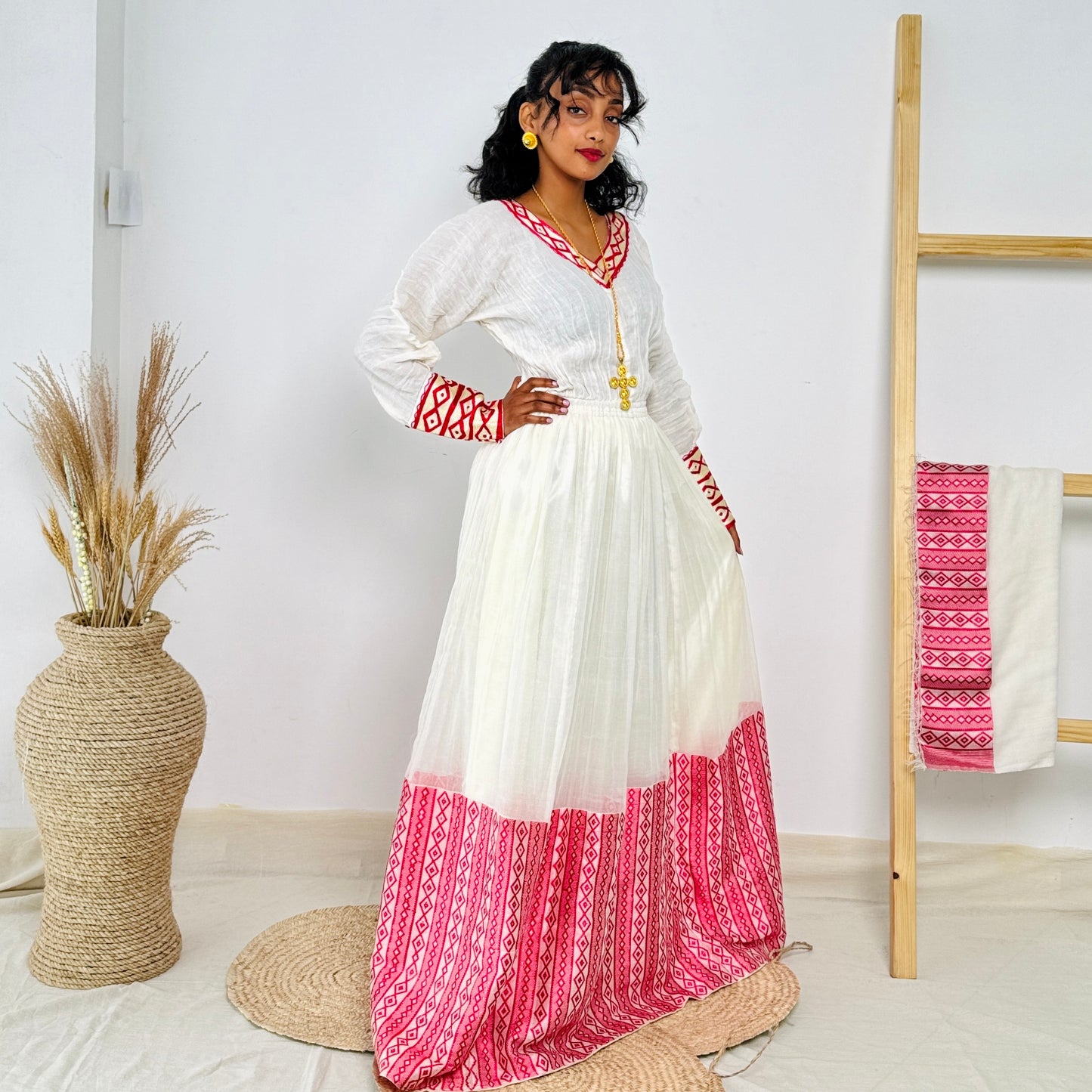 Ethiopia Dress | Elegant Embroidered Design | Perfect for Special Occasions | Handwoven Craftsmanship | Habesha Dress Hab108