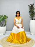 Modern Habesha Kemis | Elegant Ethiopian Handwoven Dress | Golden Tibeb Embroidery | Timeless & Chic Hab146