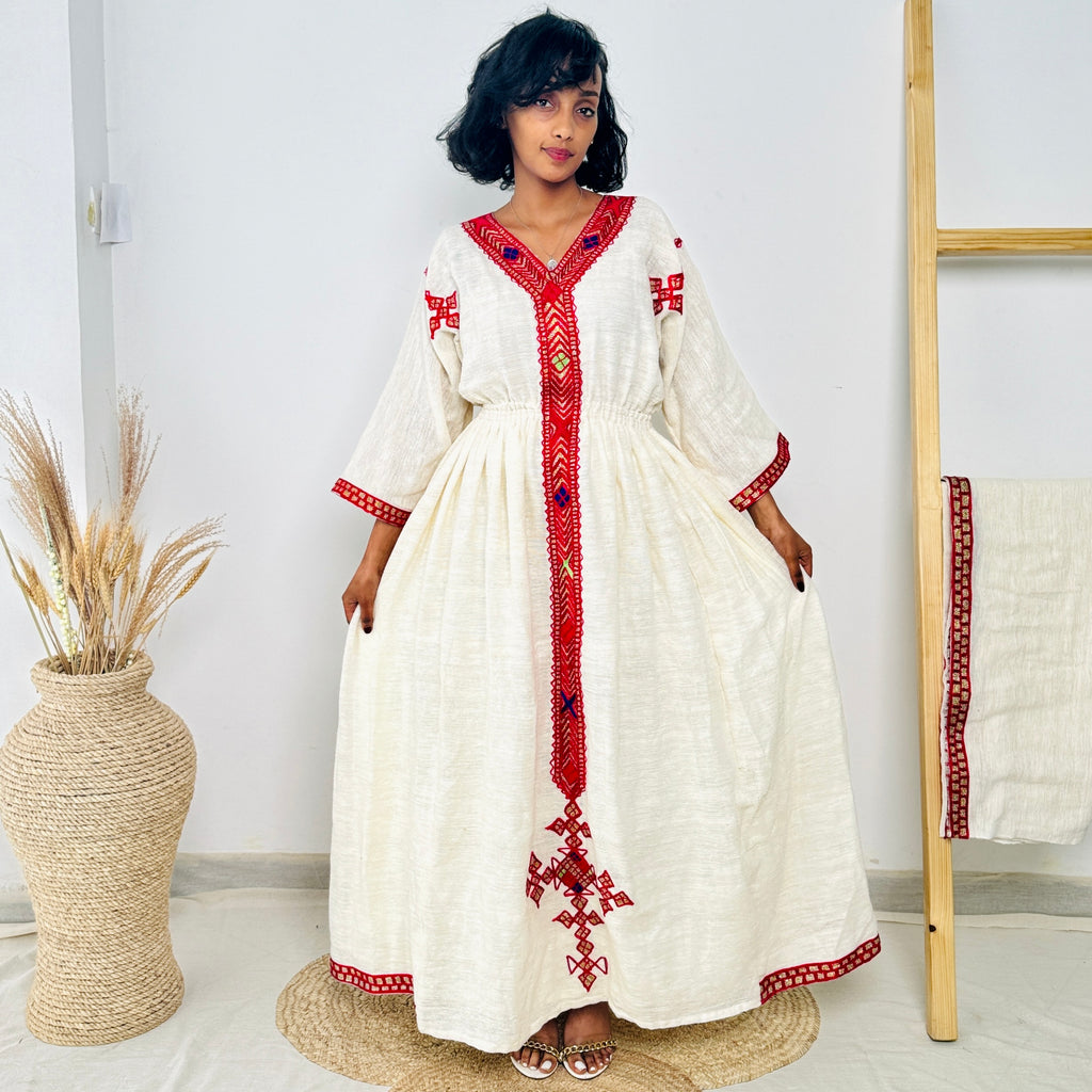 Habesha Dress | Intricate Embroidery | Cultural Celebrations & Weddings | Handwoven Elegance Hab107