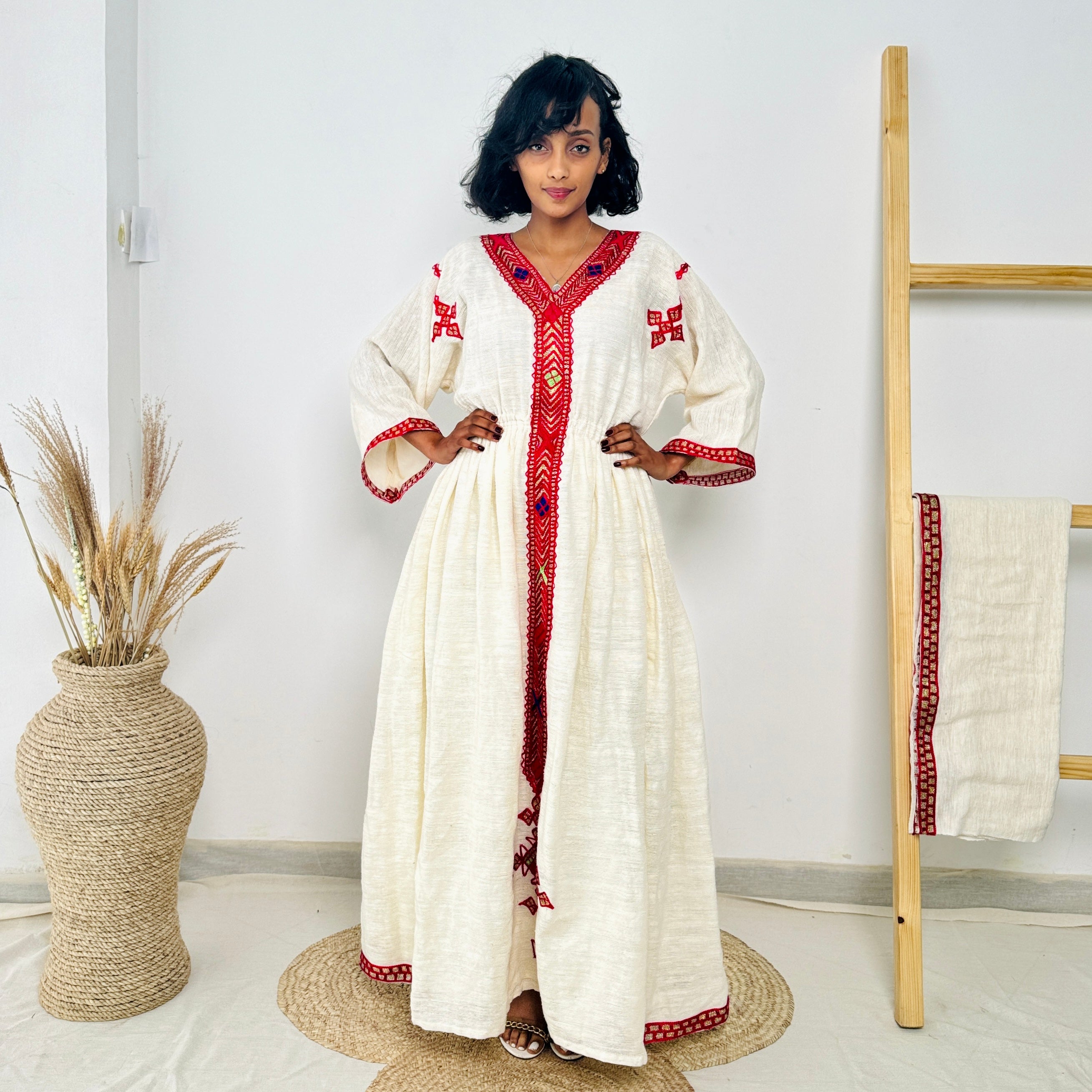 Habesha Dress | Intricate Embroidery | Cultural Celebrations & Weddings | Handwoven Elegance Hab107