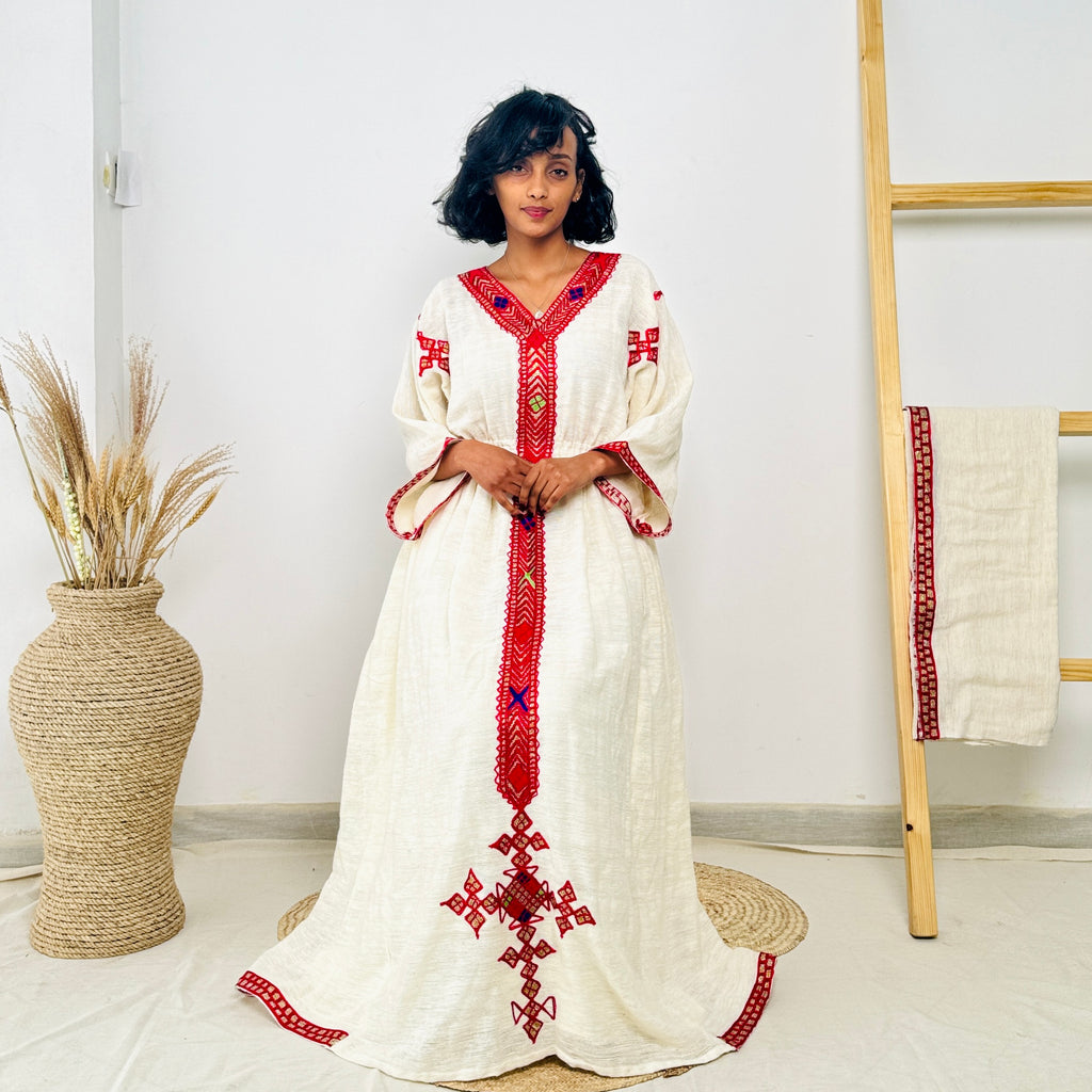 Habesha Dress | Intricate Embroidery | Cultural Celebrations & Weddings | Handwoven Elegance Hab107