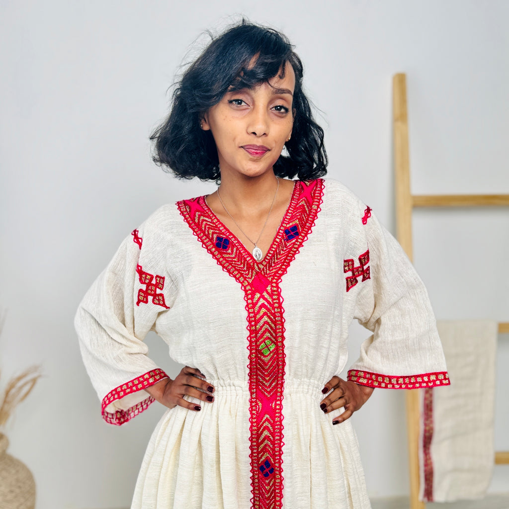 Habesha Dress | Intricate Embroidery | Cultural Celebrations & Weddings | Handwoven Elegance Hab107