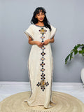 Traditional Ethiopian Habesha Dress | Handwoven Cotton | Minimal Embroidery | Loose Fit Gown | Handmade Cultural Attire Hab191