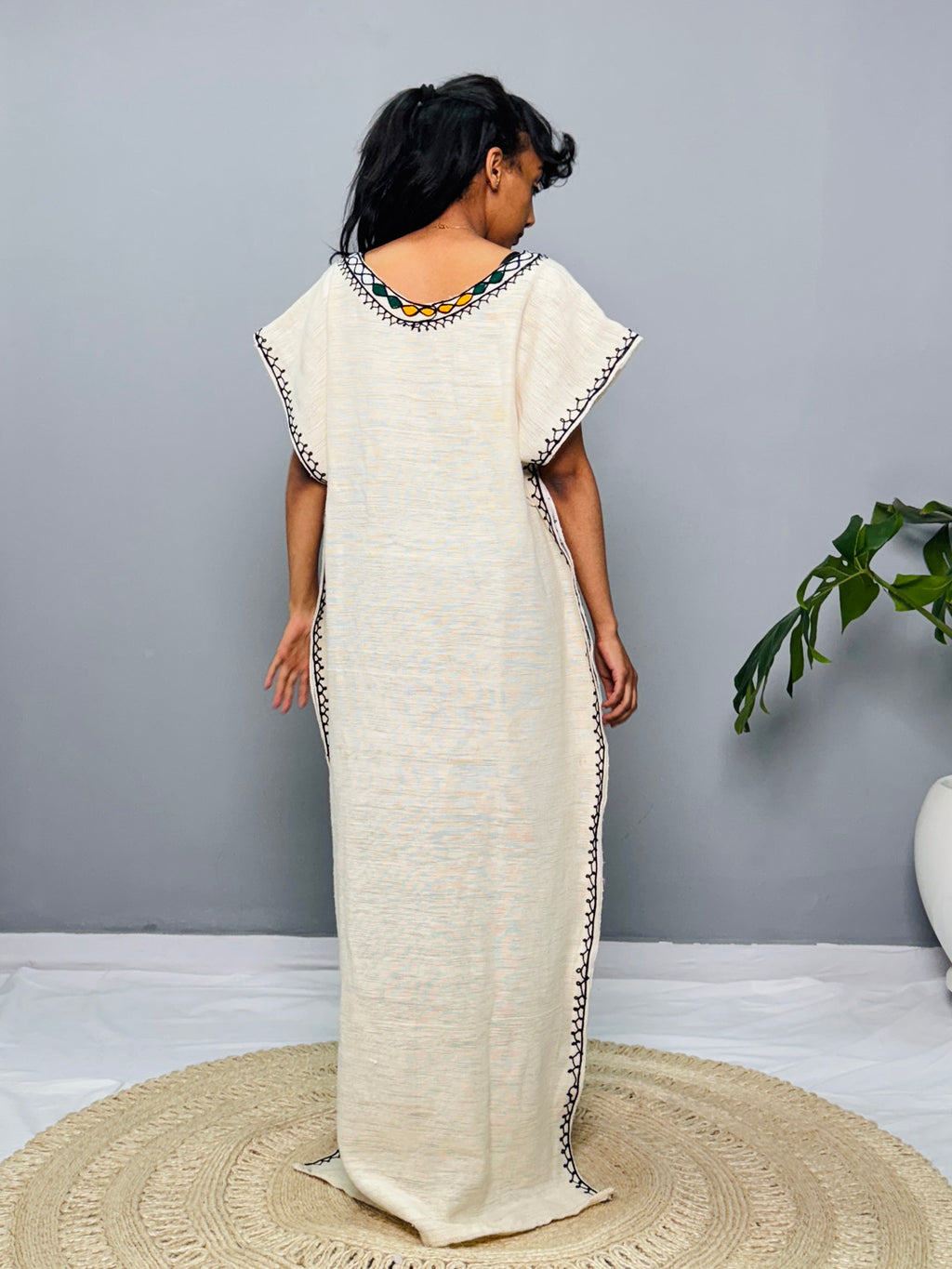 Traditional Ethiopian Habesha Dress | Handwoven Cotton | Minimal Embroidery | Loose Fit Gown | Handmade Cultural Attire Hab191