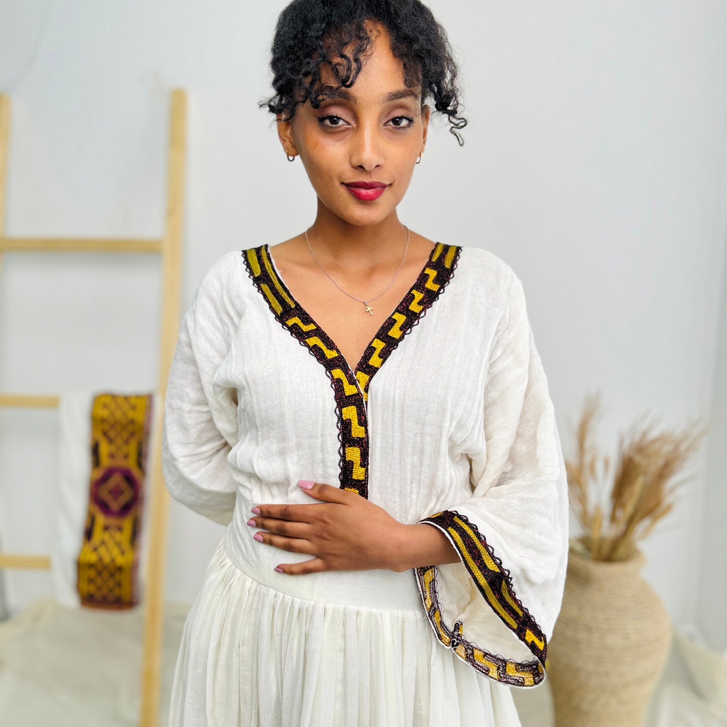 Habesha Dress | Elegant Embroidery | Cultural Celebrations & Special Events |  Purple Design | Ethiopian Dress Hab120