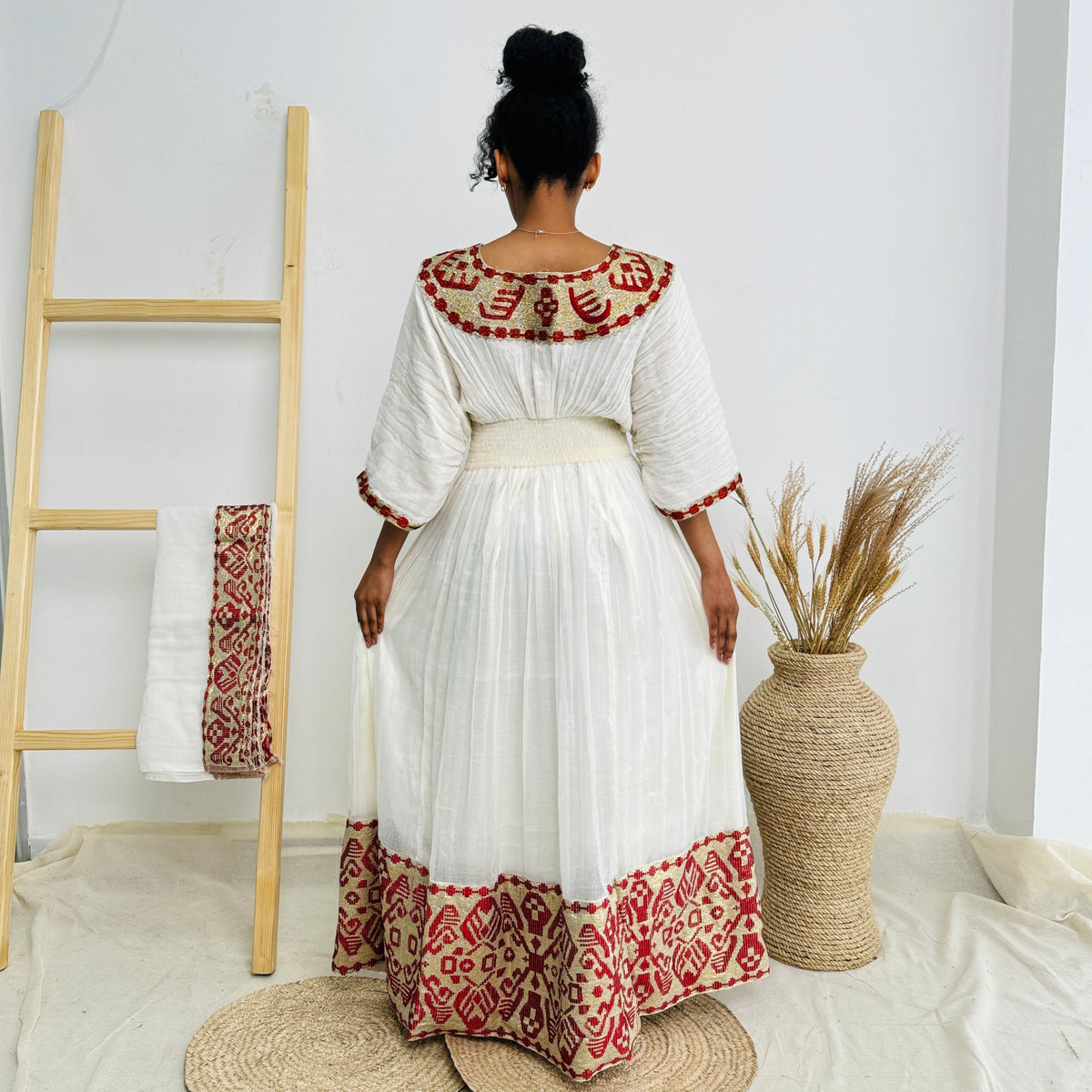 Habesha Dress | Elegant Embroidery Dress | Weddings & Cultural Celebrations | Red Ethiopian Dress | Hab111